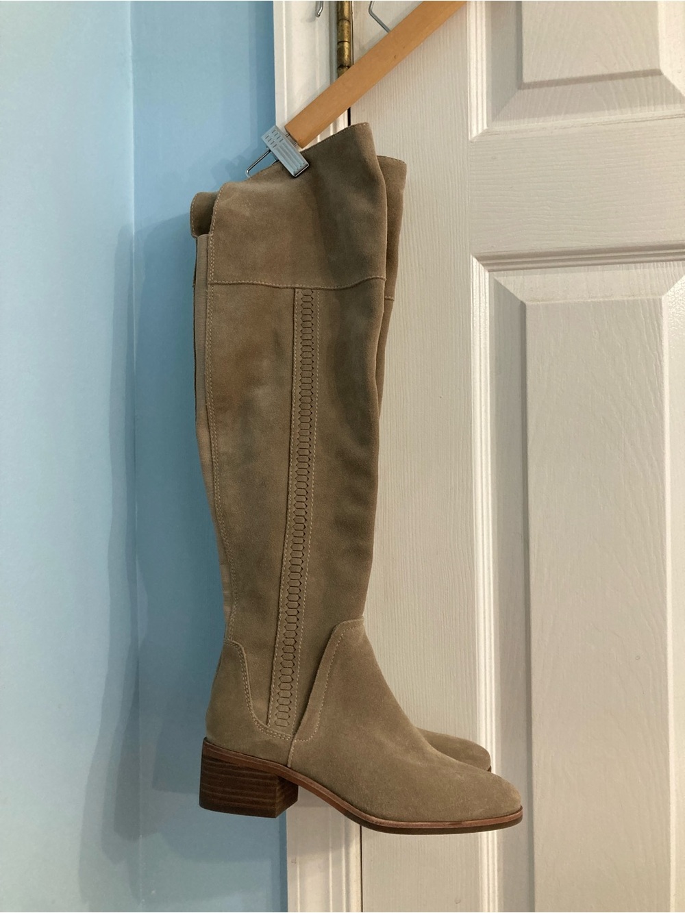 Vince Camuto Over-the-Knee Suede Boots in Taupe